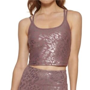 Metallic Leopard Print Performance Top